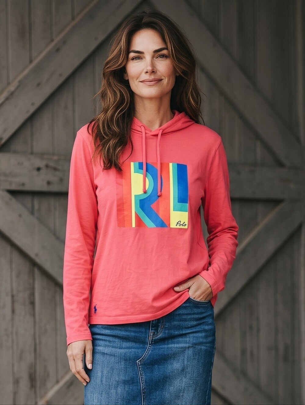 Polo by Ralph Lauren Coral Hooded Long-Sleeve Graphic Top